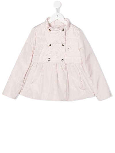 Herno Kids' Mock-neck Double-breasted Quilted Jacket In Pink