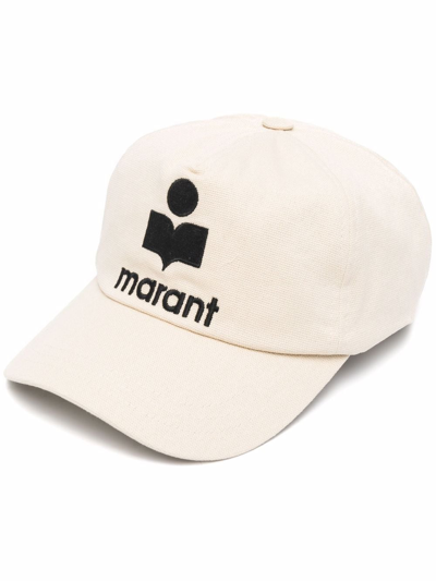 Isabel Marant Logo刺绣棉质棒球帽 In Powder