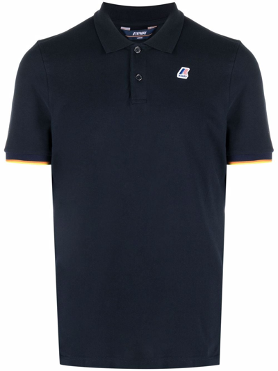 K-way Logo-patch Short-sleeve Polo Shirt In Dark Blue
