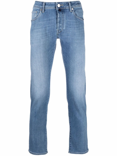 Incotex Stonewashed Slim Cut Jeans In Blue