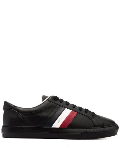 MONCLER LOGO-PRINT LEATHER SNEAKERS