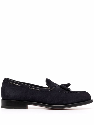 Santoni Tassel-detail Suede Loafers In Blue