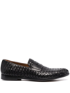 Doucal's Penny Adler Moccasin In Woven Leather In Black