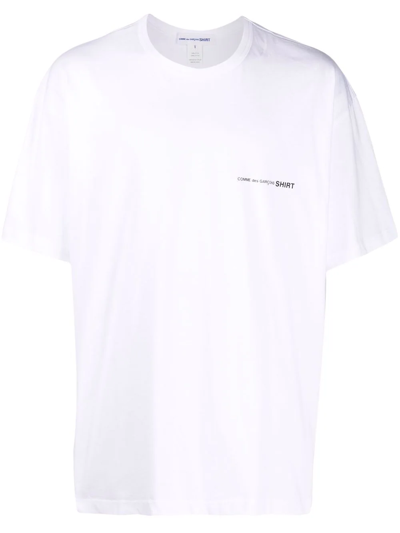Comme Des Garçons Shirt Logo Print Cotton T-shirt In White