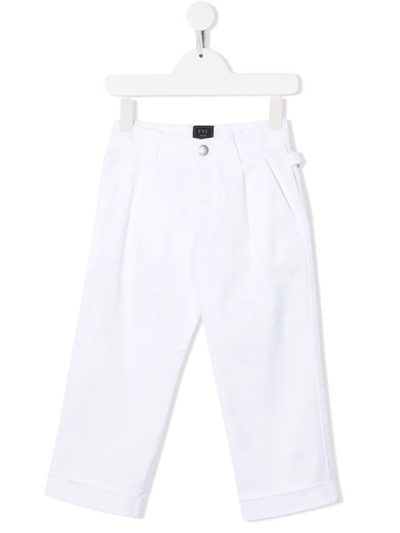 Fay Kids' Embroidered-logo Detail Trousers In White