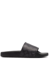 Coach Siganture Monogram Printed Slide Sandals In Charcoal Signature