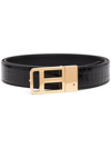 Tom Ford T Buckle Crocodile-embossed Belt In Black