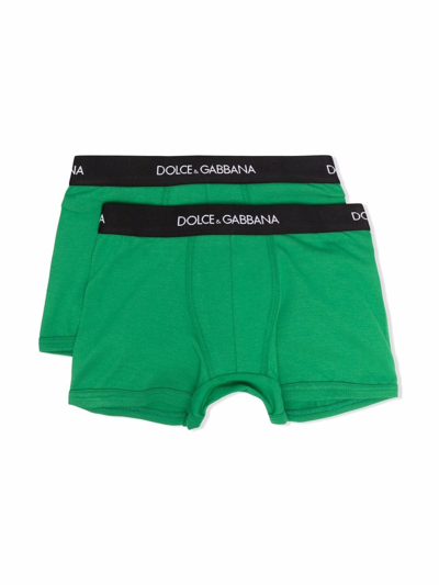 Dolce & Gabbana Kids' Two-piece Boxer Set In Green