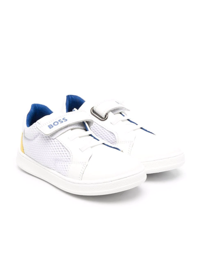 Bosswear Kids' Logo Touch-strap Trainers In White