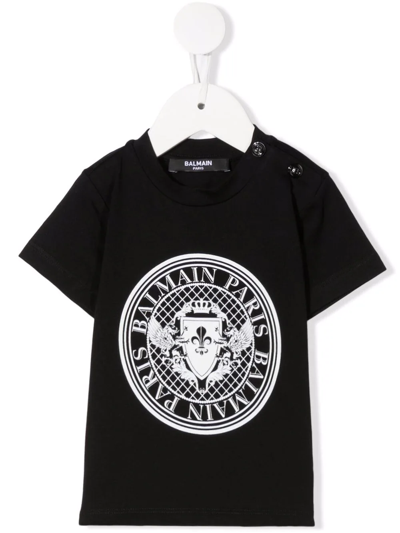 Balmain Babies' Chest-logo T-shirt In Black