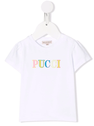 Emilio Pucci Junior Babies' Logo-print T-shirt In White