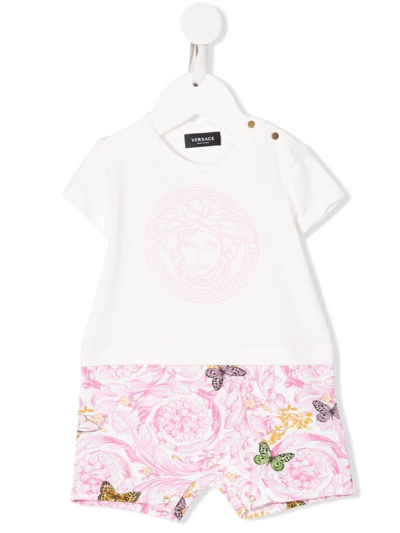 Versace Babies' Medusa Butterfly-print Romper In White