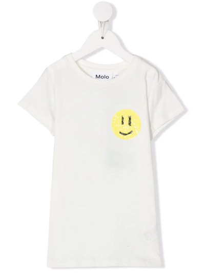 Molo Kids' Ranva缀饰棉质t恤 In White