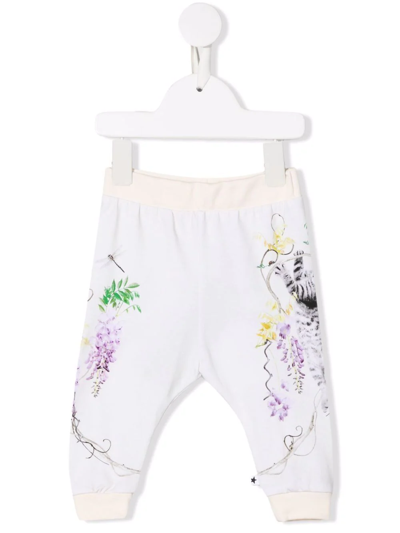 Molo Babies' Floral-print Organic-cotton Track Pants In Neutrals