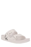 Calvin Klein Zion Buckled Footbed Sandal In White