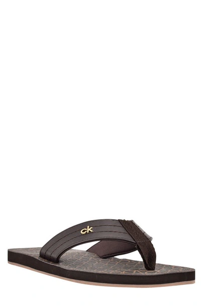 Calvin Klein Destiny Flip-flop Sandal In Brown/ Brown | ModeSens display picture 3