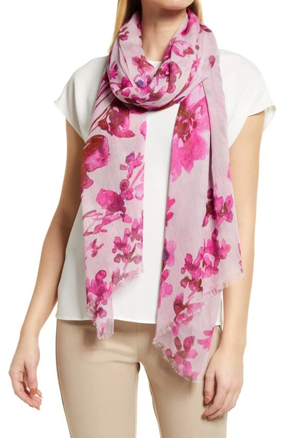 Nordstrom Print Modal & Silk Scarf In Purple Gradient Florals