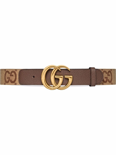 Gucci Wide Gg Marmont Jumbo Belt 4cm In Brown