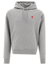 Ami Alexandre Mattiussi Ami De Caur-embroidered Cotton Hooded Sweatshirt In Grey