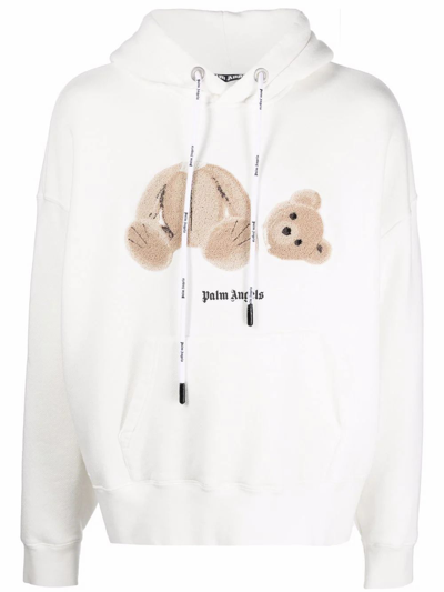 Palm Angels Bear Hoody White Brown In White