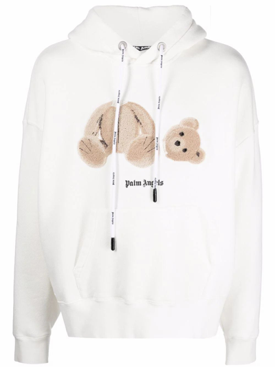 Palm Angels Teddy Print Print Hoodie In White