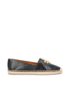 Tory Burch Eleanor Leather Espadrilles In Black