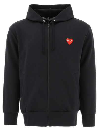 Comme Des Garçons Play Play Zip Hooded Sweatshirt In Black