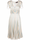 Dsquared2 Floral-print Flared Tea Dress In Beige