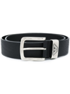 Emporio Armani Logo Leather Belt In Black