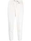 Brunello Cucinelli Cropped Drawstring Track Pants In Weiss