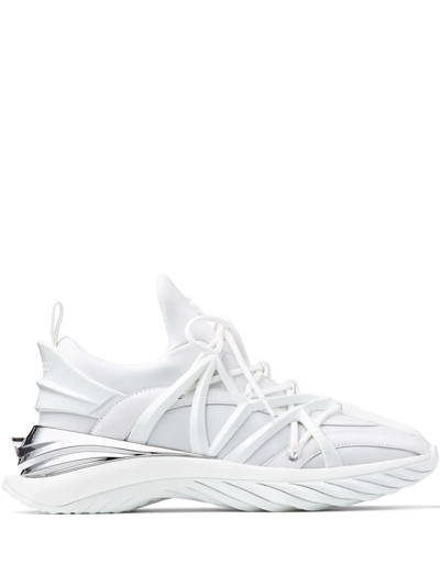 Jimmy Choo Cosmos Low-top Neoprene And Leather Trainers In White