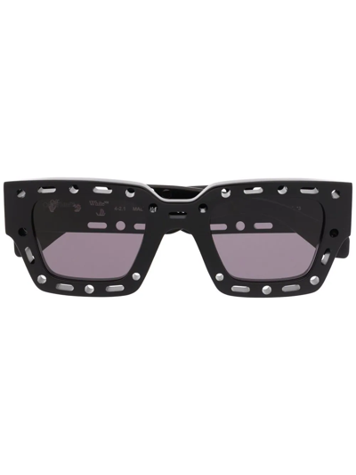 Off-white Mercer Cut-out Square-frame Sunglasses In Black