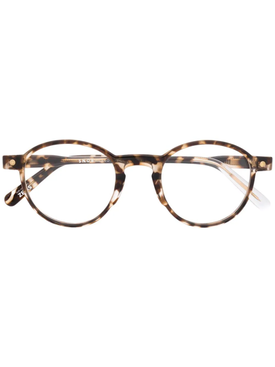 Snob Lillo Tortoise Clip-on Glasses In Braun