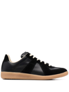 Maison Margiela Replica Leather And Suede Sneakers In Black