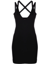 Gauge81 Palmer Ribbed Stretch-jersey Mini Dress In Schwarz