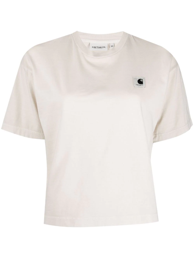 Carhartt Logo-patch Cotton T-shirt In Brown