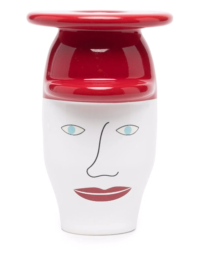 Bosa Face-print Ceramic Candle Holder In Rot