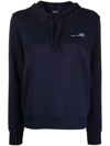 Apc Logo Cotton Jersey Sweatshirt Hoodie In Blau