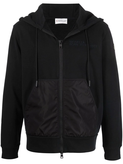 Moncler Black Recycled Jersey Zip-up Hoodie