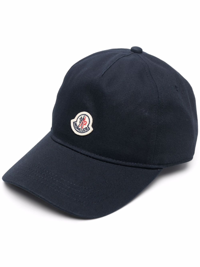 Moncler Logo Patched Baseball Cap In Blau