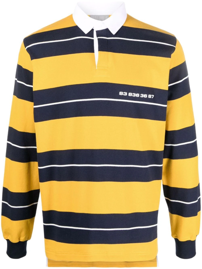 Vtmnts Striped Long Sleeve Polo In Yellow