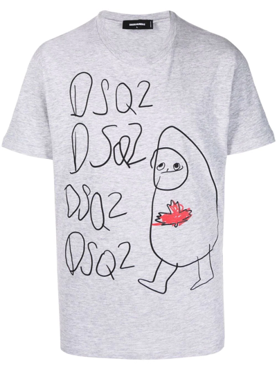 Dsquared2 Graphic-print Crewneck T-shirt In Grau
