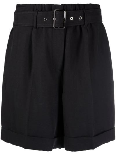 Woolrich Belted Flared Shorts In Schwarz