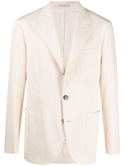 Brunello Cucinelli White Cotton Single-breasted Blazer In Neutro