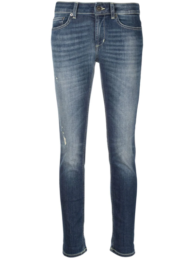 Dondup Faded-finish Cropped Jeans In Blau