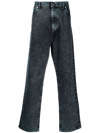 Vtmnts Acid Wash Cotton Denim Straight Jeans In Blau