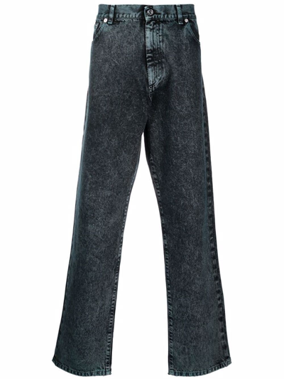 Vtmnts Acid Wash Cotton Denim Straight Jeans In Blue