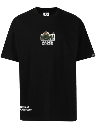 Aape By A Bathing Ape Logo-print Short-sleeved T-shirt In Black