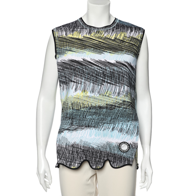 Pre-owned Kenzo Blue Neoprene Printed Sleeveless Oversized Top M In Multicolor