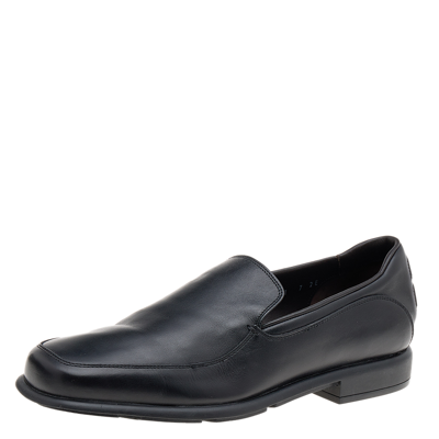 Pre-owned Ferragamo Black Leather Slip On Penny Loafers Size 41